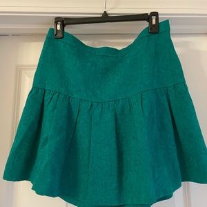 J Crew green skirt , size 6 , sits above the knee